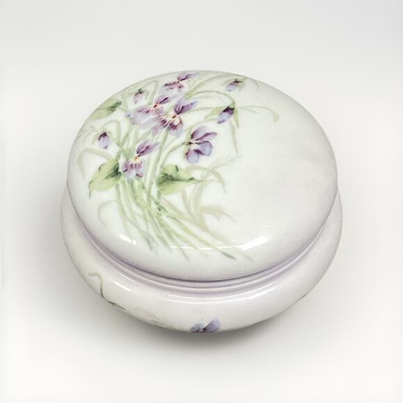 Limoges Elite Purple Flower Trinket Box - Made In France - Picture 1 of 9